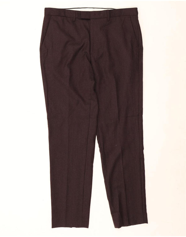 Pantaloni da abito su misura da uomo Marks & Spencer W36 L33 Lana bordeaux