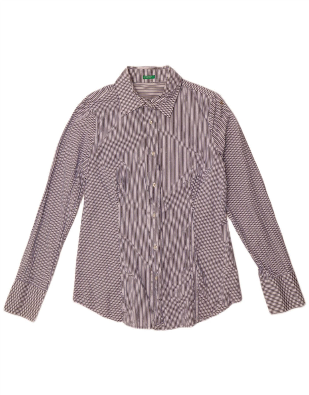 Camicia da donna Benetton UK 14 Cotone gessato blu medio