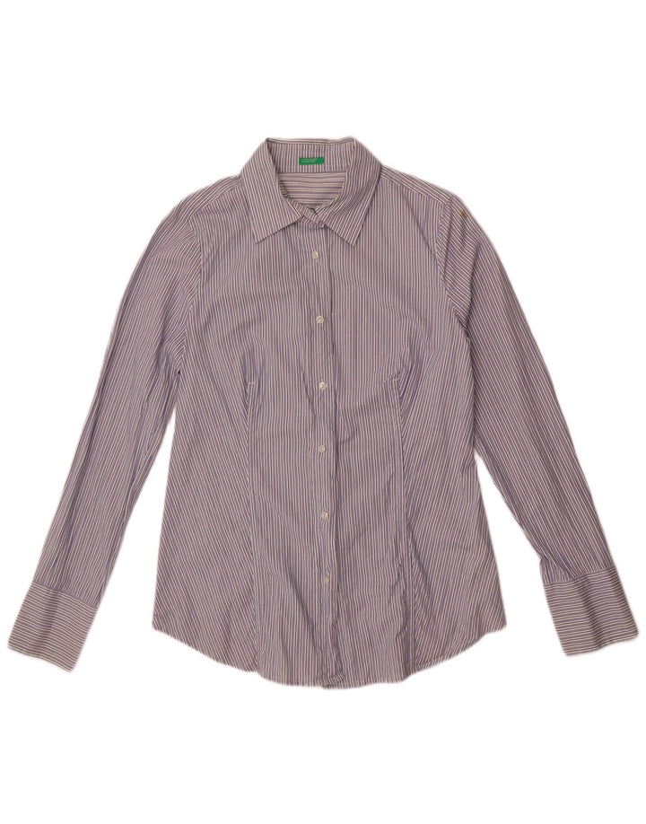 Camicia da donna Benetton UK 14 Cotone gessato blu medio