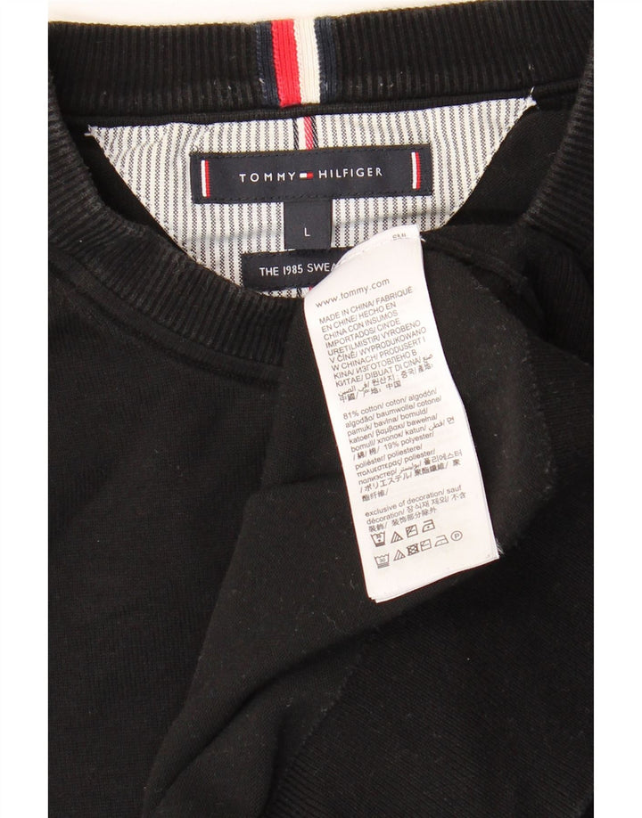 TOMMY HILFIGER Felpa da uomo Maglione grande cotone nero