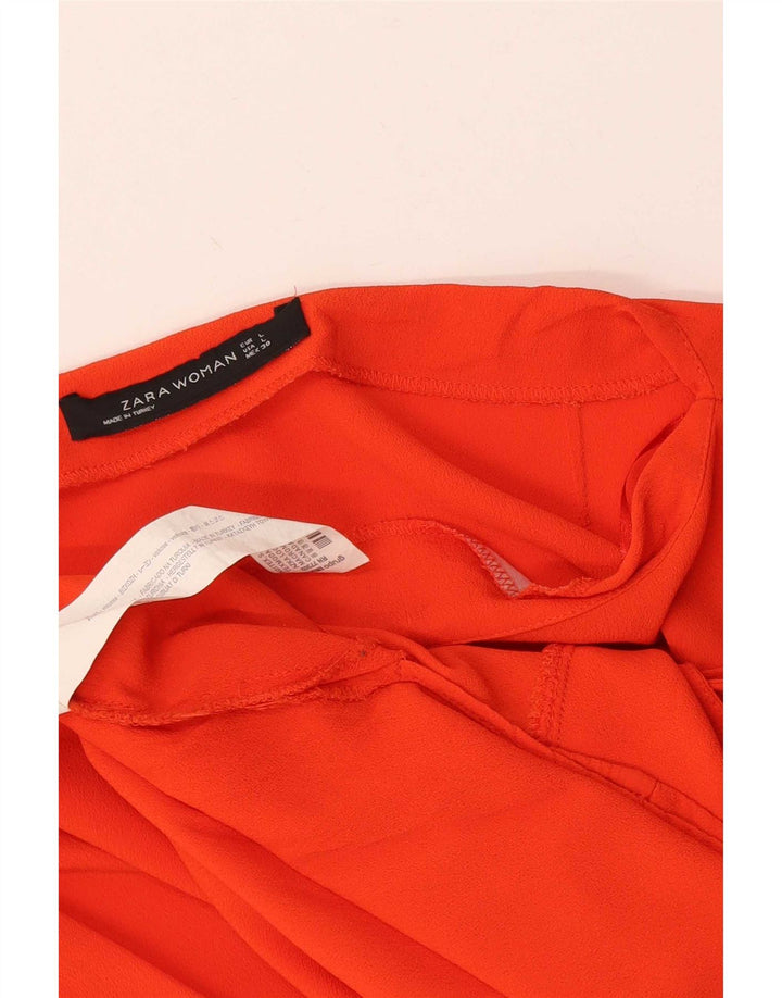 Top Blusa Donna Zara UK 14 Large Rosso Viscosa