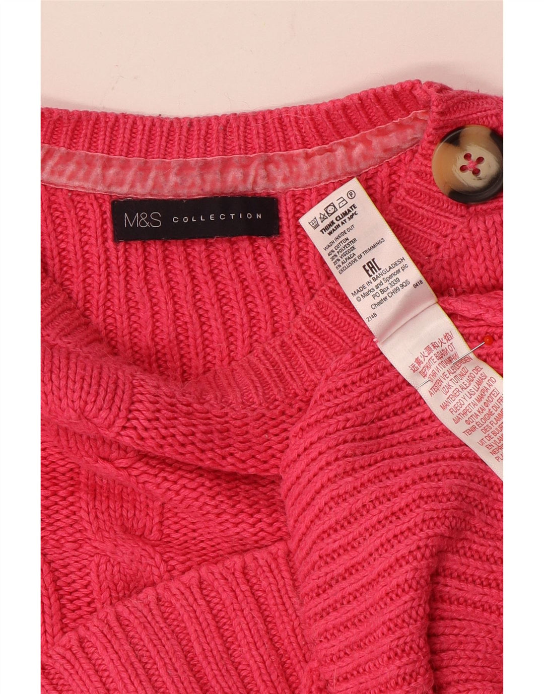 Maglione maglione oversize con scollo a barca da donna Marks & Spencer UK 12 Rosa medio