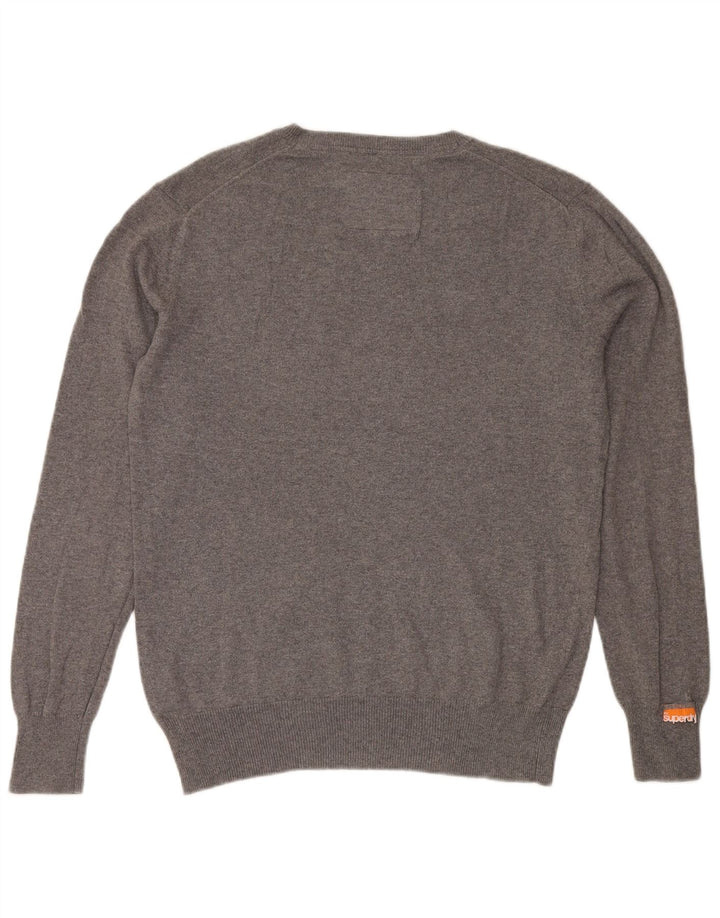 Maglione da uomo con scollo a V SUPERDRY grande cotone grigio