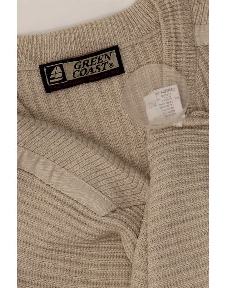 Maglione da uomo con scollo a V Green Coast IT 52 Large in lana merino grigia