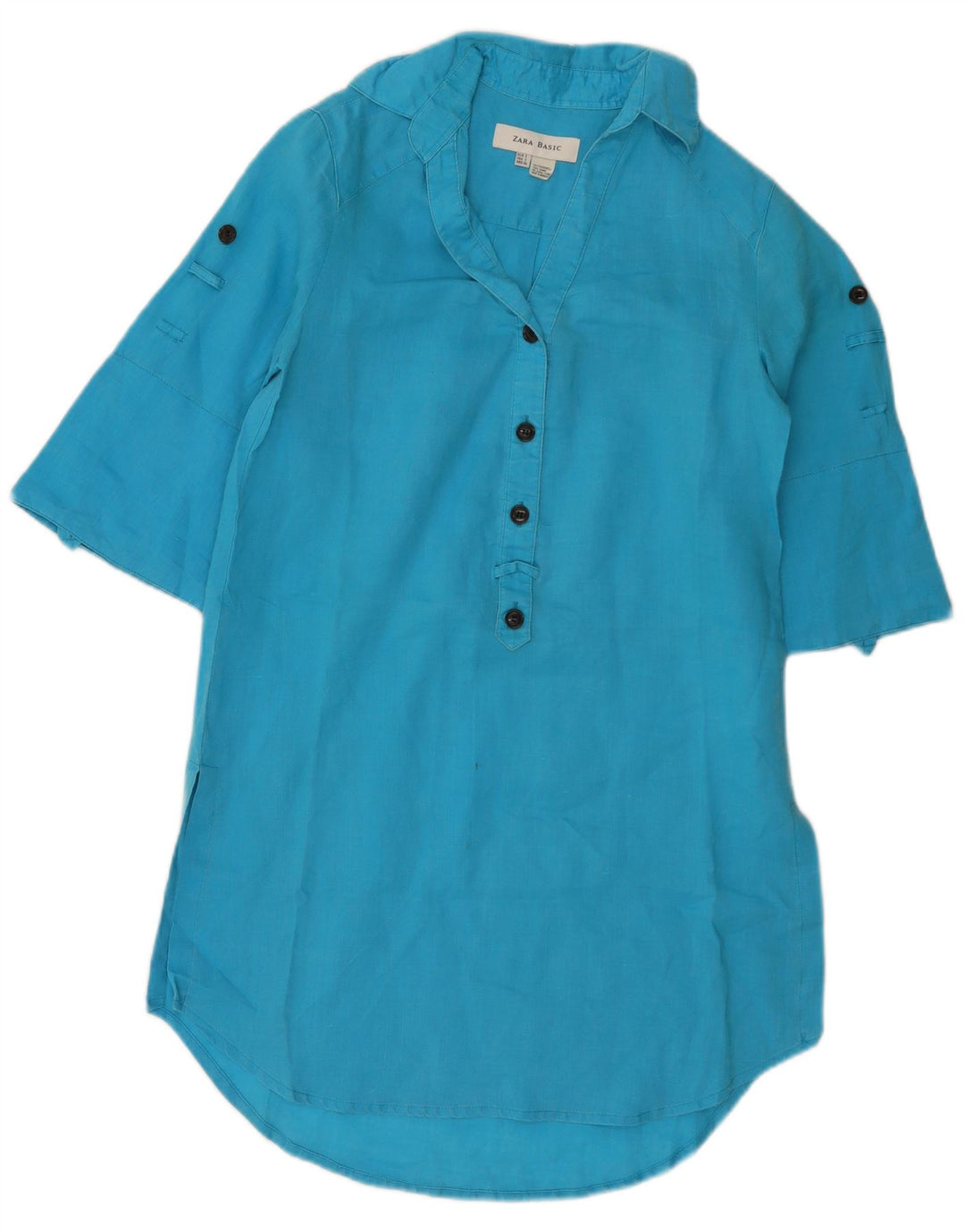 Abito camicia pullover da donna Zara UK 10 Small Blue Ramie