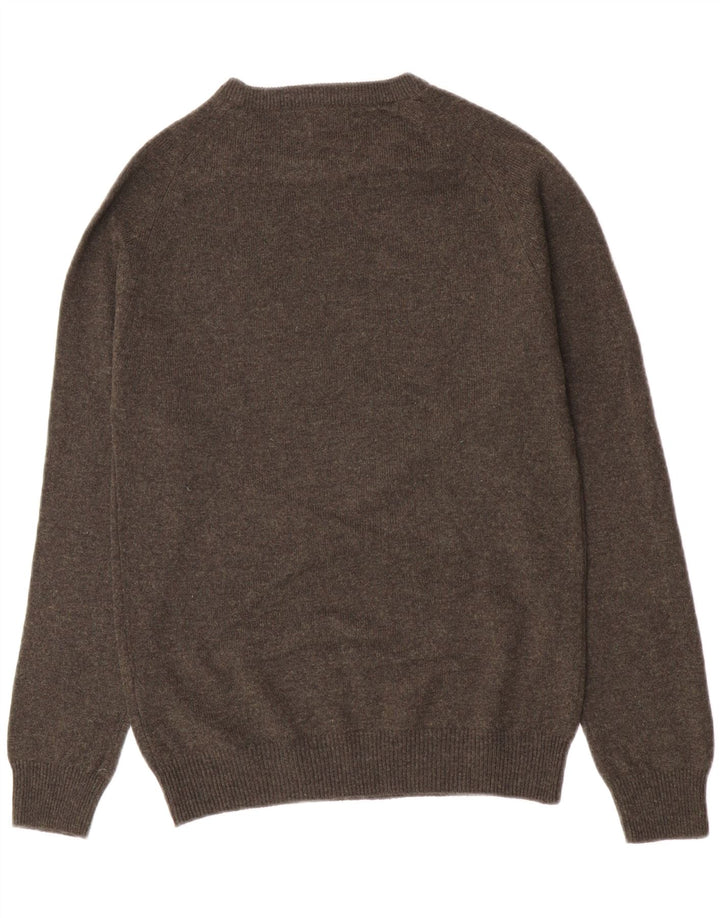 Maglione maglione girocollo da uomo Marks & Spencer piccolo lana d'agnello screziata verde