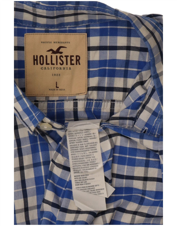 Camicia da uomo Hollister Large Blue Check in cotone