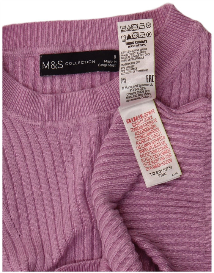 Maglione maglione girocollo da donna Marks & Spencer UK 8 piccolo viola