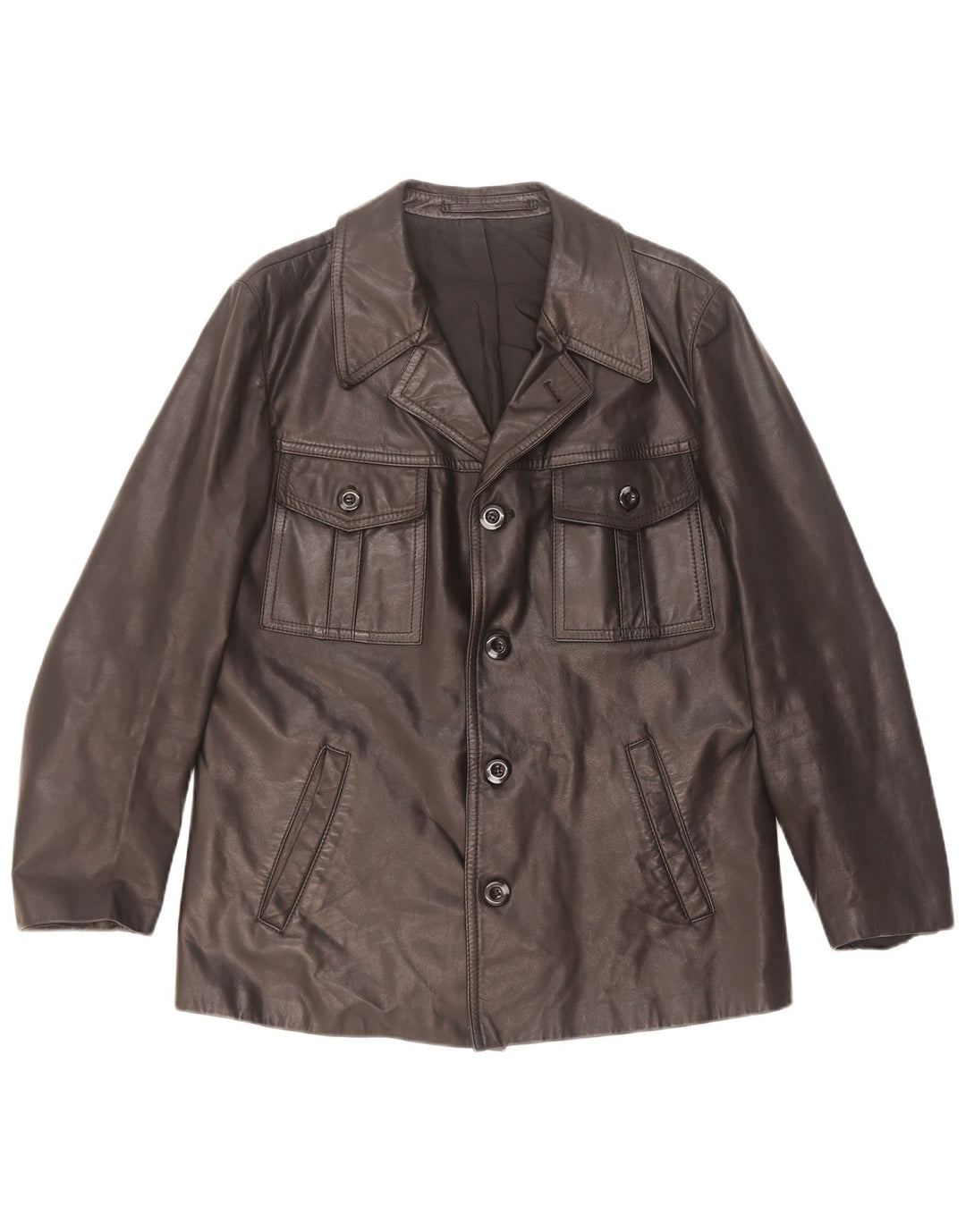 Giacca in pelle vintage da uomo UK 36 piccola nera