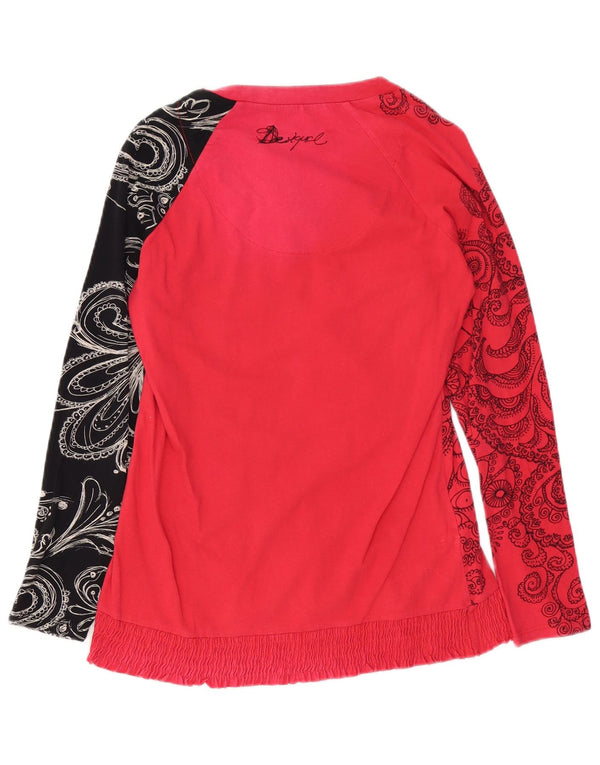 Desigual Womens Graphic Top Long Sleeve UK 14 Large Pink Paisley