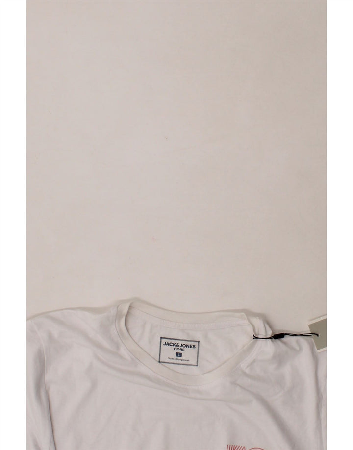 JACK & JONES Mens Graphic T-Shirt Top Large White Cotton Vintage Jack & Jones and Second-Hand Jack & Jones from Messina Hembry 