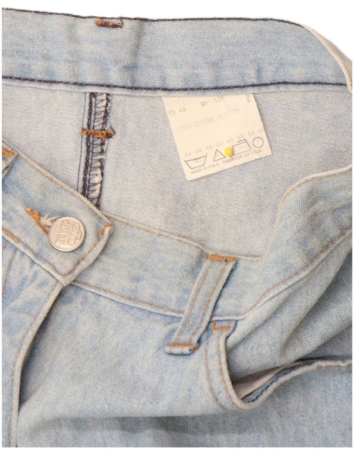 Gonna di jeans a vita alta da donna CLARK IT 44 media W26 cotone patchwork blu