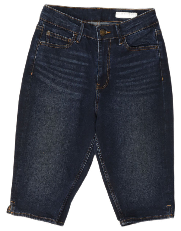 Pantaloncini di jeans Bermuda da donna Marks & Spencer UK 8 piccoli W26 cotone blu navy