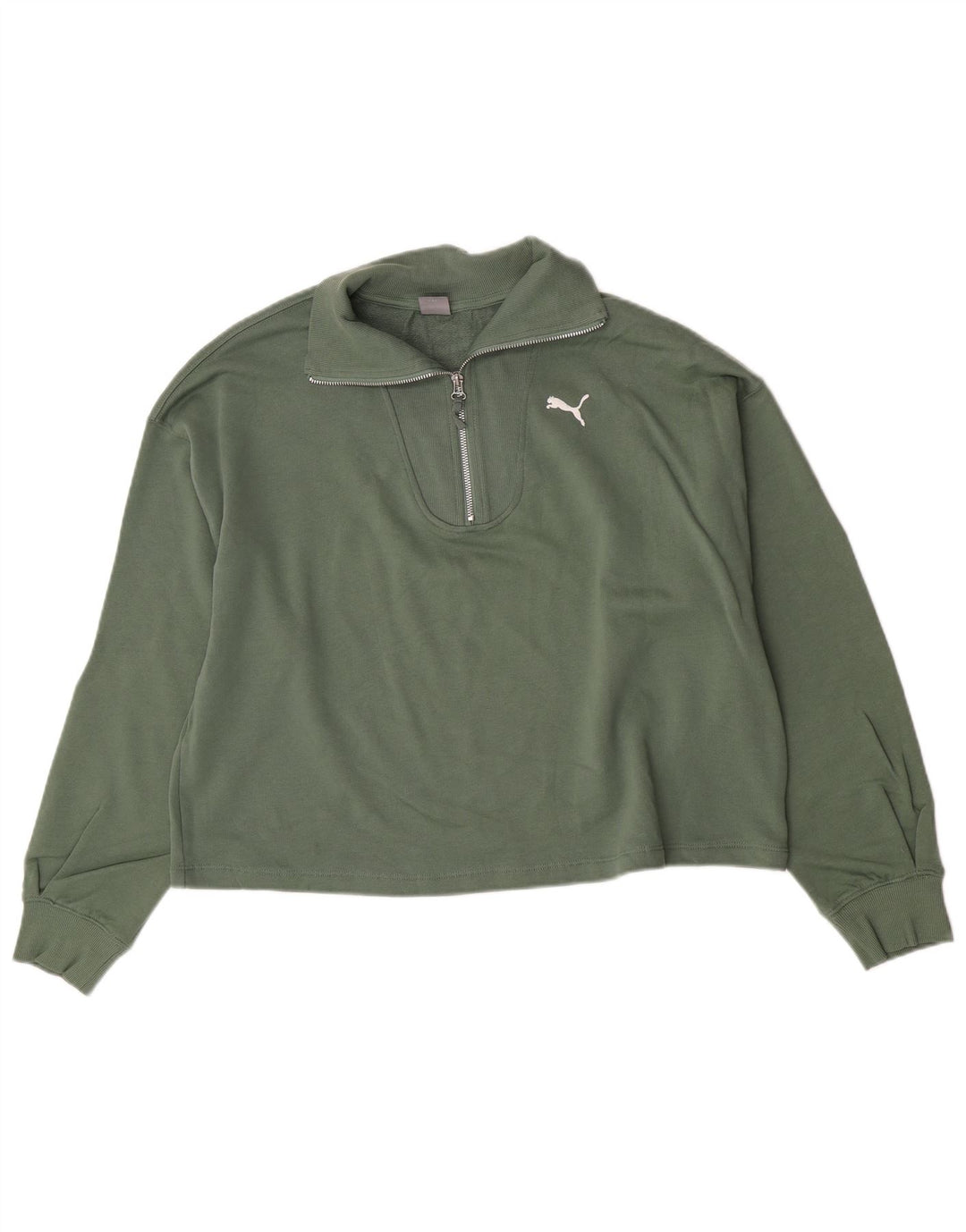 Felpa Puma da donna oversize con collo corto e zip, maglione UK 16 grande verde