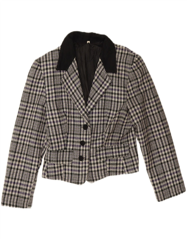 Giacca blazer vintage da donna a 3 bottoni IT 44 lana pied de poule grigio medio