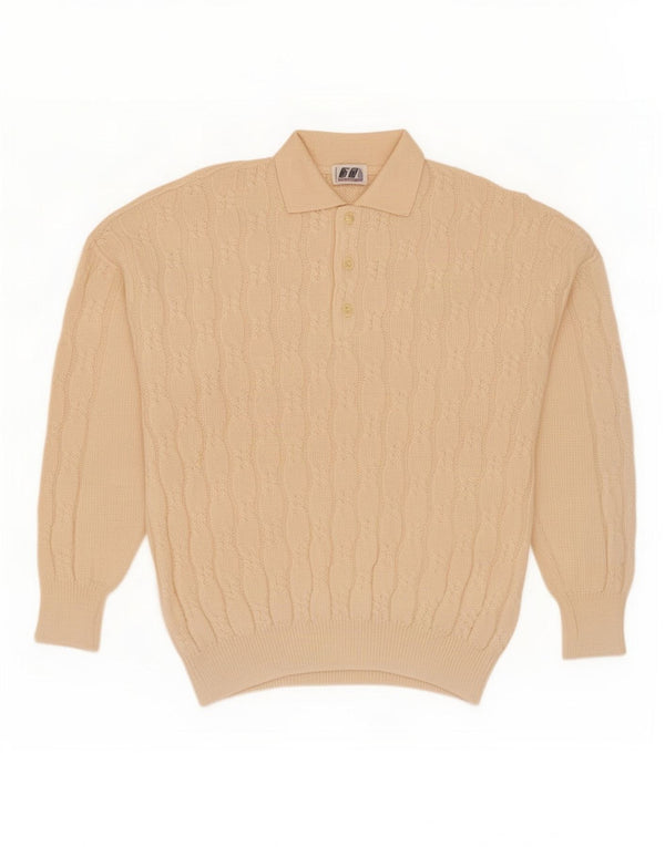 Maglificio Uomo Maglione Collo Polo XL Lana Bianco Sporco