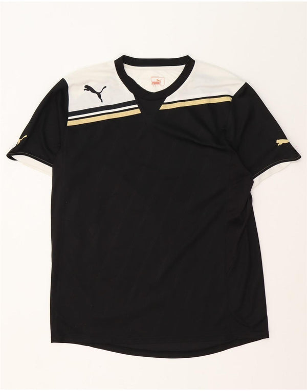 T-shirt da uomo Puma Top Large in poliestere color block nero