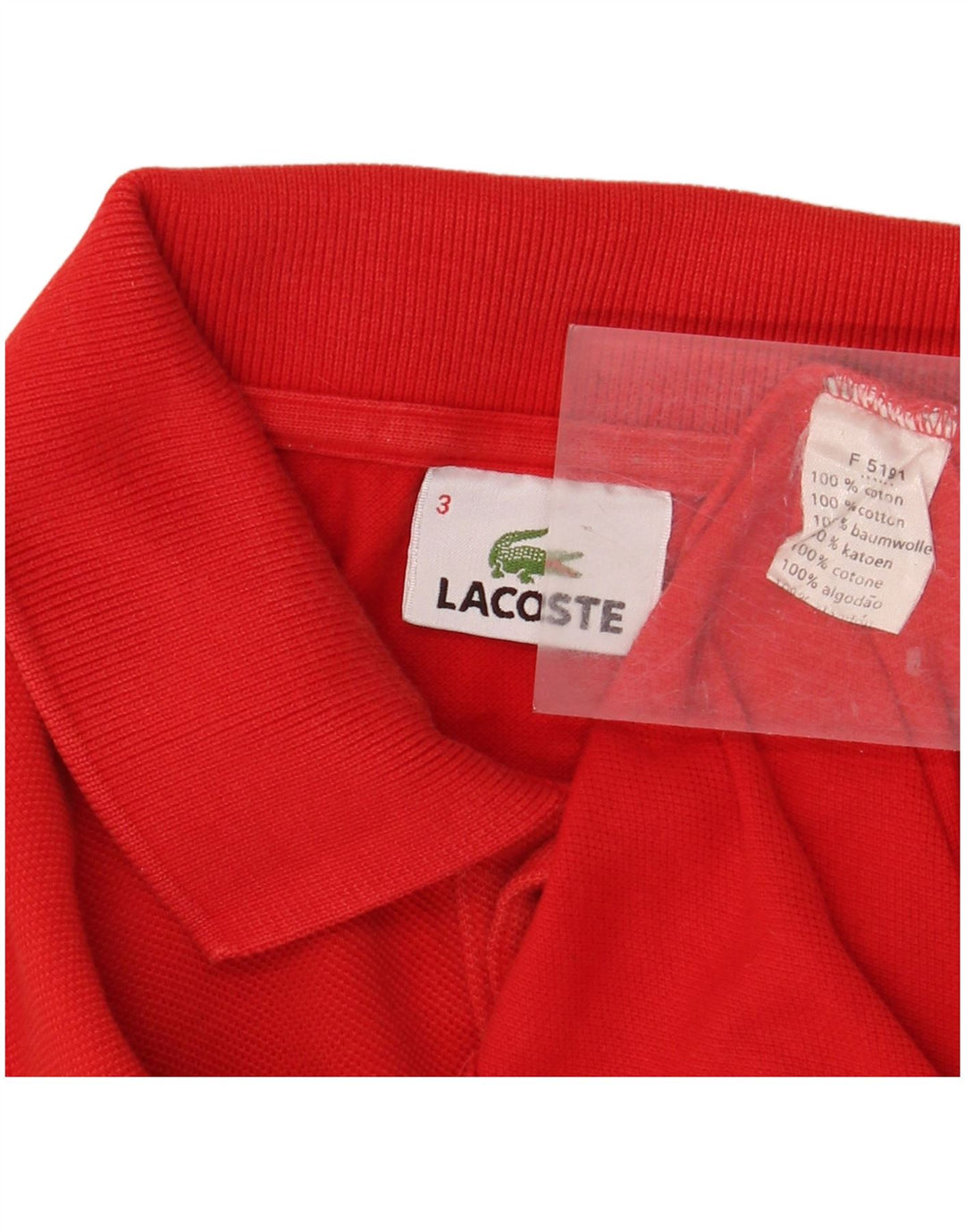 Polo LACOSTE da uomo a maniche lunghe taglia 3 piccola in cotone rosso