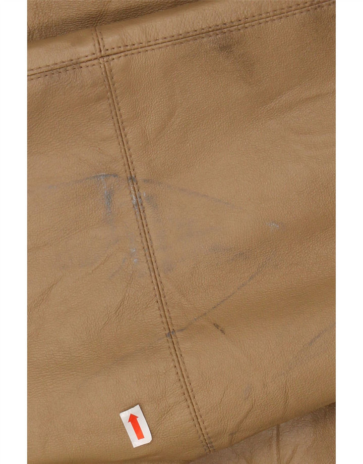 Cappotto oversize in pelle con cappuccio da donna VINTAGE IT 46 Large in pelle marrone