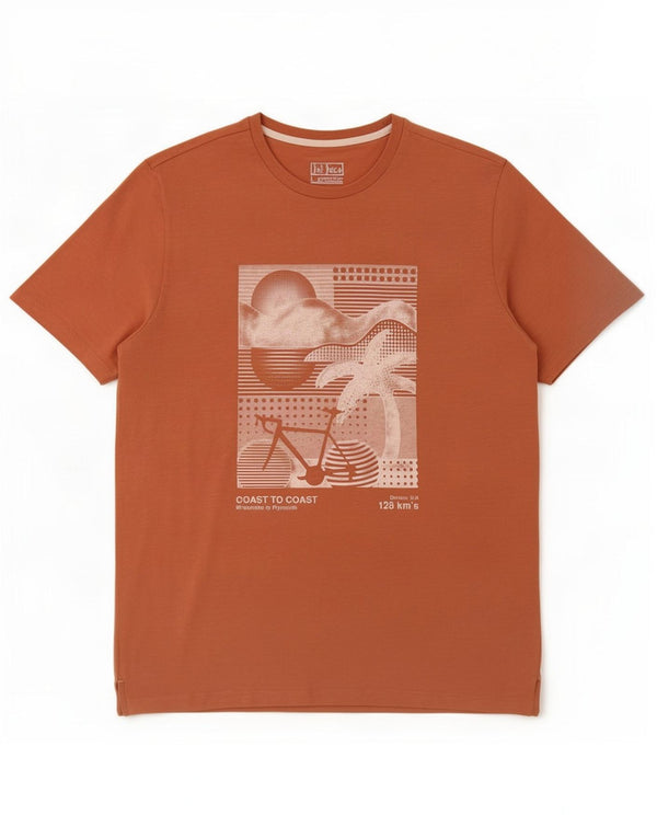 Fat Face Mens Graphic T-Shirt Top Large Orange Flecked Cotton