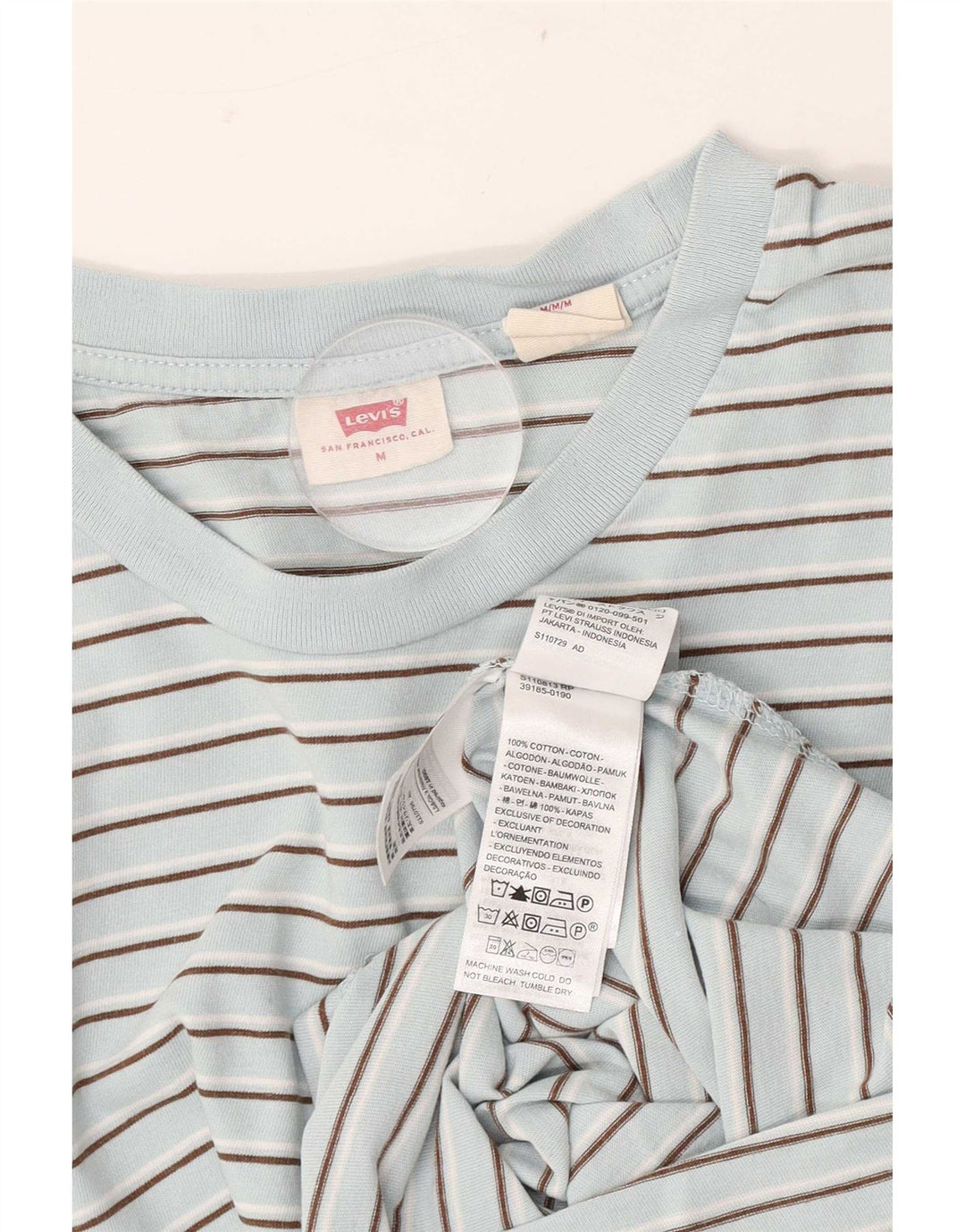 T-shirt da donna Levi's Top UK 14 cotone a righe blu medio