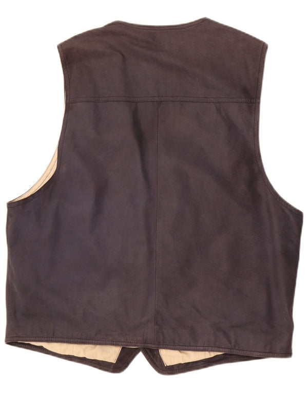 Angelo Litrico Gilet in Pelle Uomo Large in Pelle Grigia