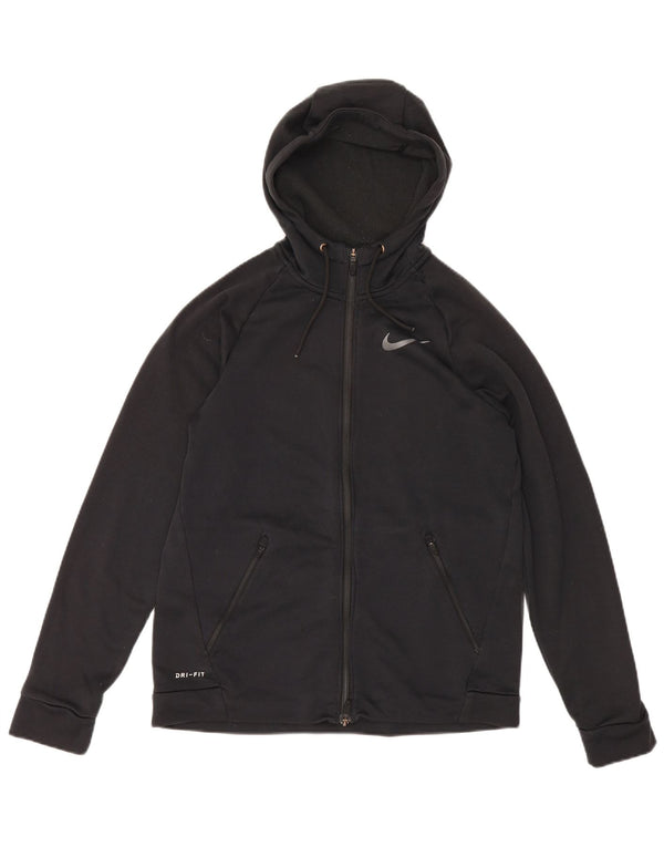Felpa con cappuccio e zip Nike Dri Fit da uomo in poliestere nero medio