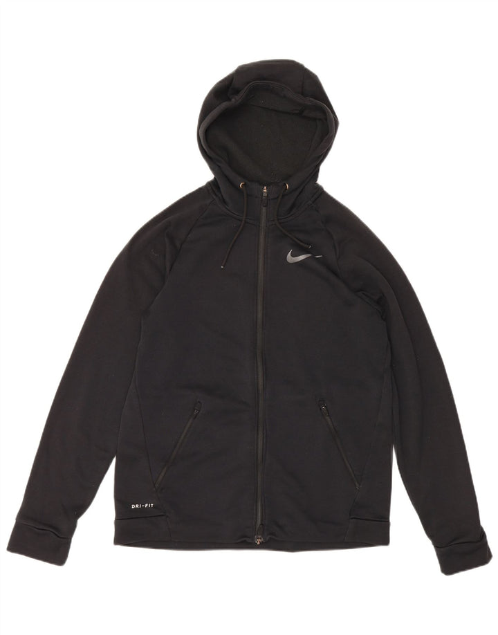 Felpa con cappuccio e zip Nike Dri Fit da uomo in poliestere nero medio