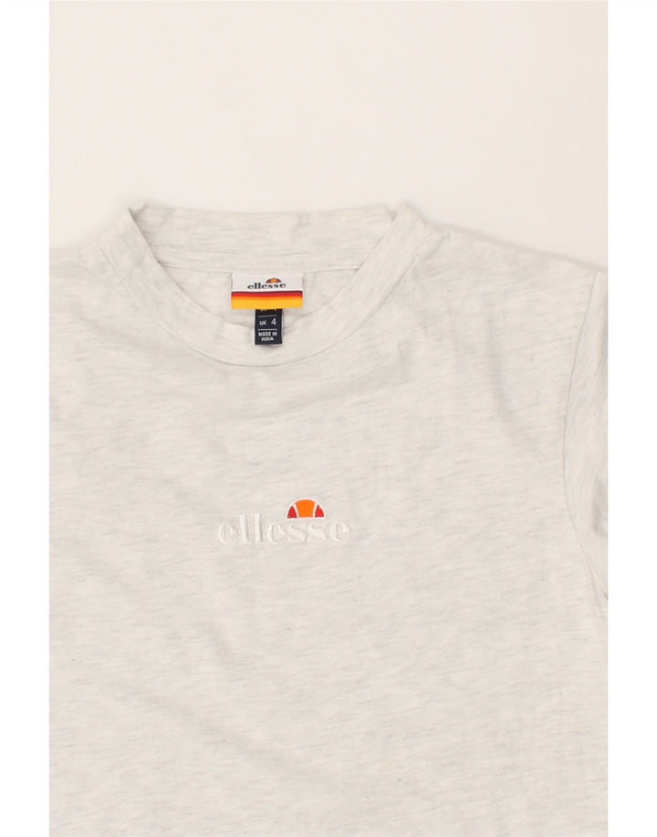 ELLESSE Womens Oversized T-Shirt Top UK 4 XS Grey Cotton Vintage Ellesse and Second-Hand Ellesse from Messina Hembry 