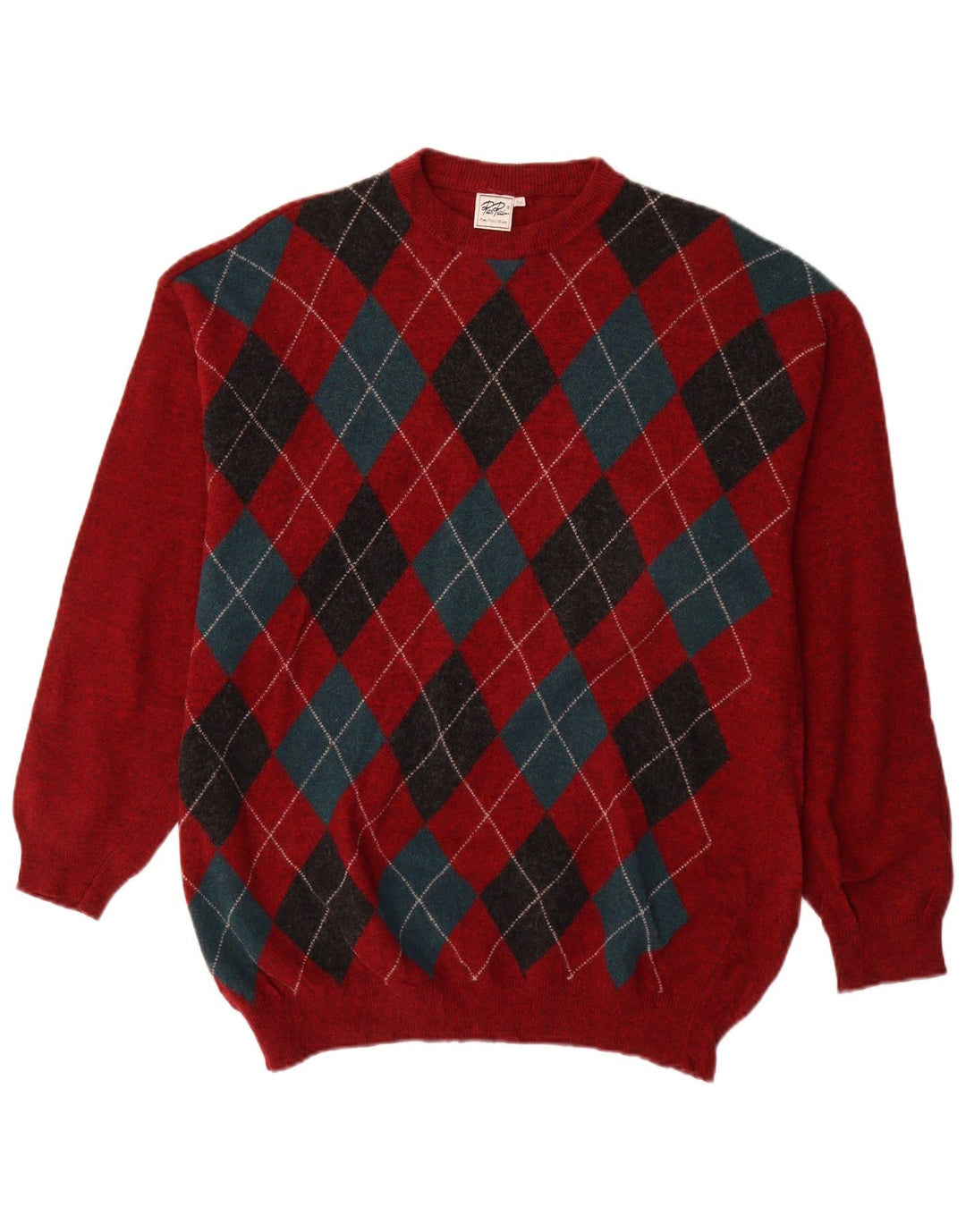 Maglione maglione girocollo da uomo Rian Rucci IT 56 XL Rosso Argyle/Diamante