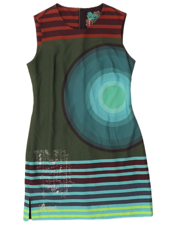 Desigual Abito tubino senza maniche con grafica da donna EU 42 Large Green Striped
