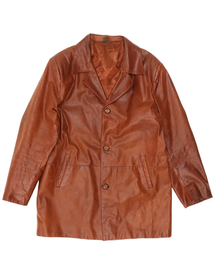 Giacca in pelle vintage da uomo UK 44 2XL Marrone