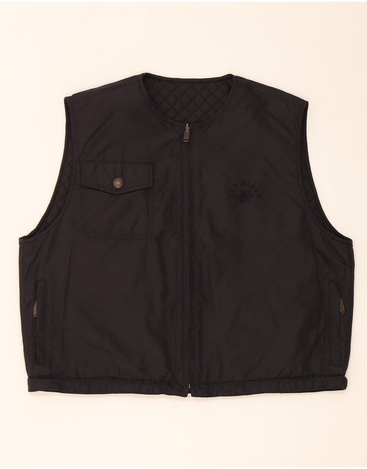 Gilet trapuntato reversibile oversize da donna vintage UK 12 nylon nero medio