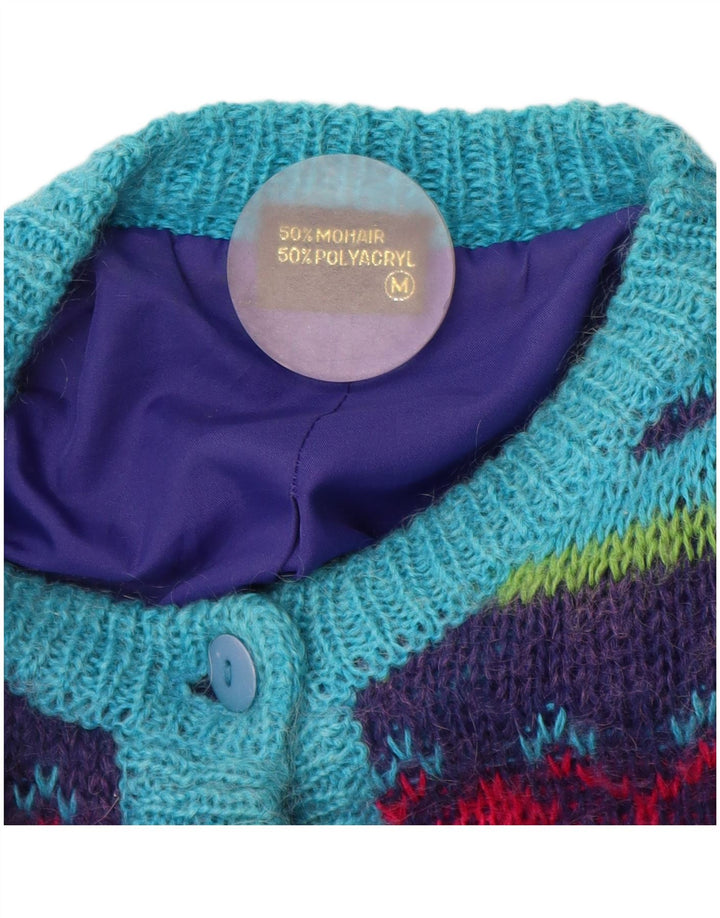 Maglione cardigan da donna vintage UK 14 Fair Isle medio multicolore
