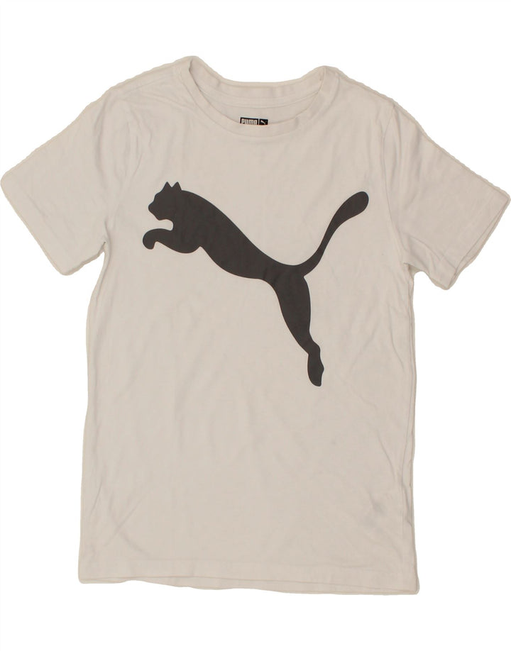 PUMA Boys Graphic T-Shirt Top 10-11 Years Medium White Cotton Vintage Puma and Second-Hand Puma from Messina Hembry 