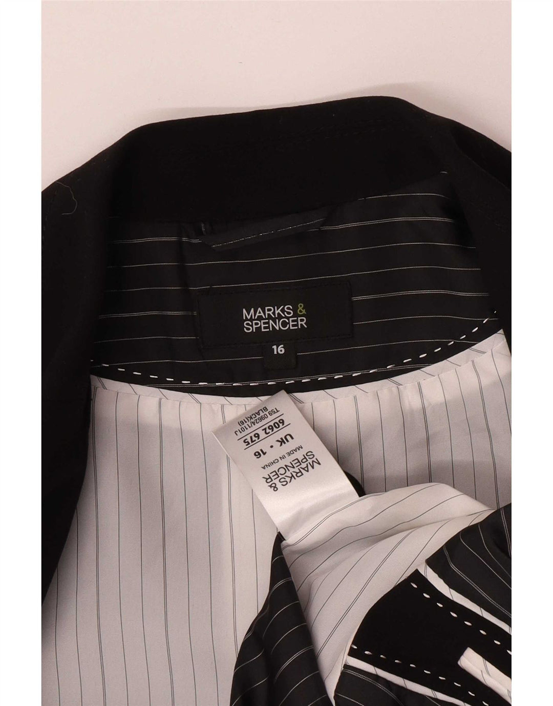 Giacca blazer a 1 bottone Marks & Spencer da donna UK 16 grande poliestere nero