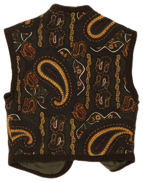 Gilet corto da donna vintage IT 44 Lana Paisley verde medio