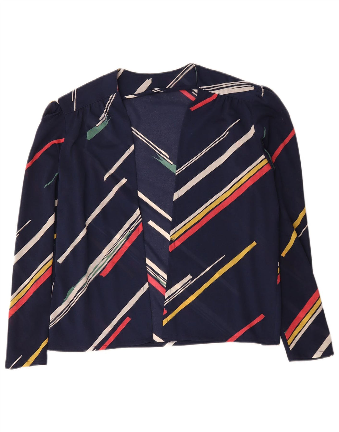 Top cardigan da donna vintage IT 42 medio a righe blu navy