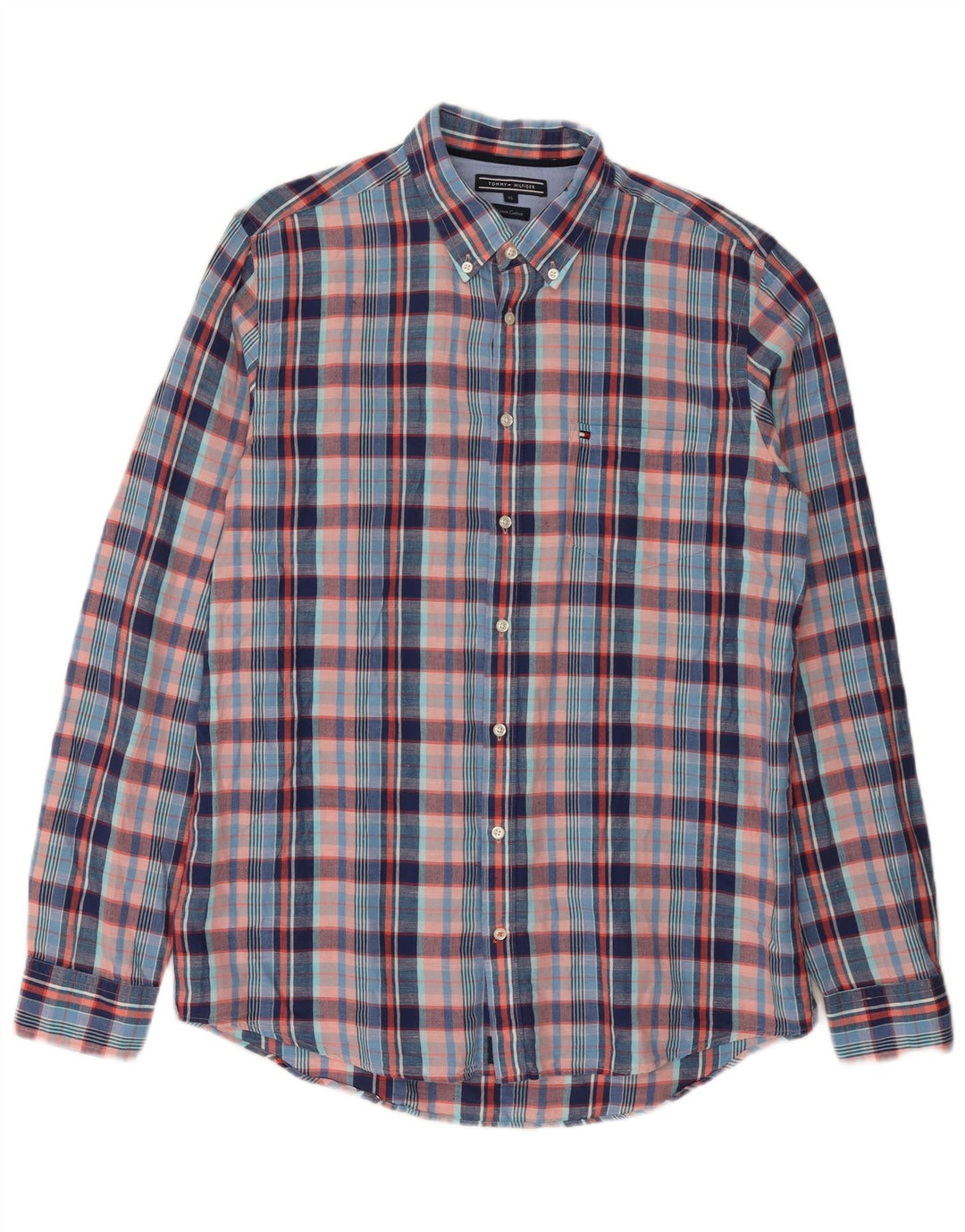 Camicia da uomo Tommy Hilfiger XL Lino a quadri blu