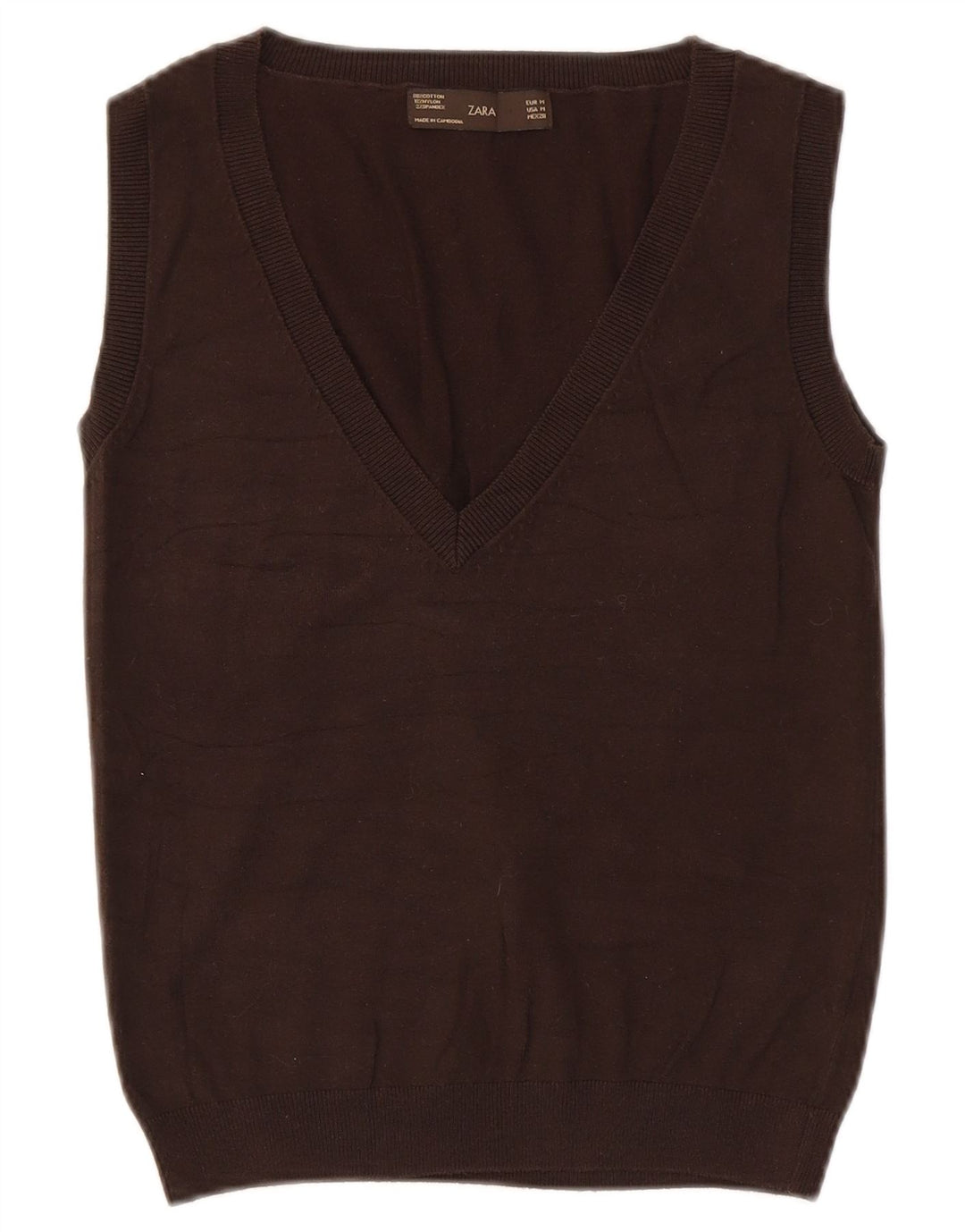Canottiera da donna Zara UK 12 in cotone marrone medio