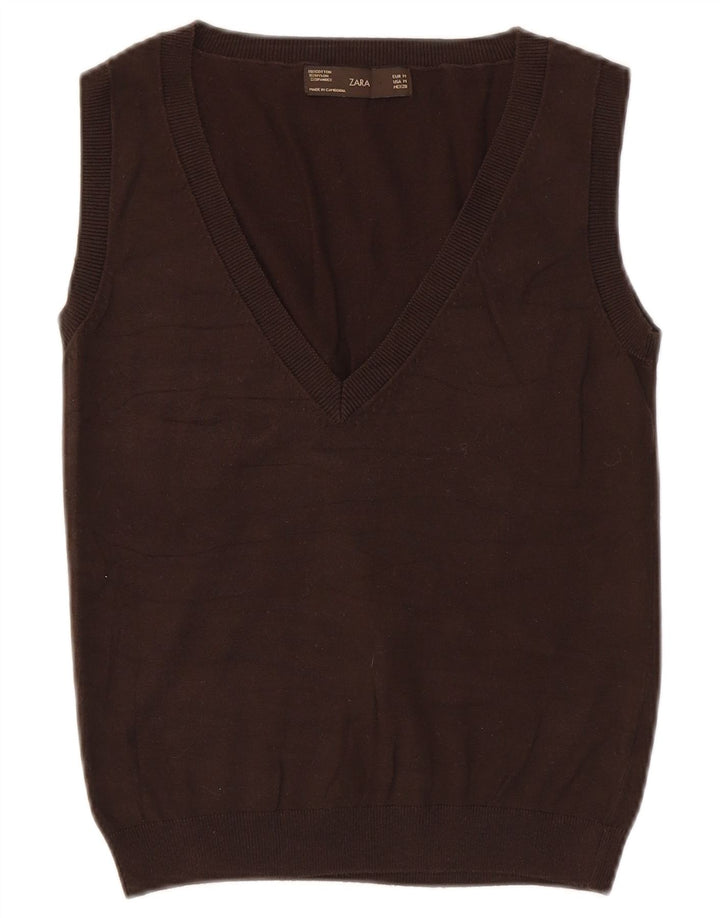 Canottiera da donna Zara UK 12 in cotone marrone medio