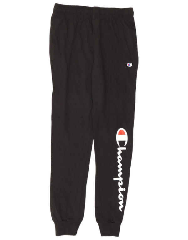 Pantaloni da tuta con grafica Champion da uomo, pantaloni da jogging, cotone medio nero