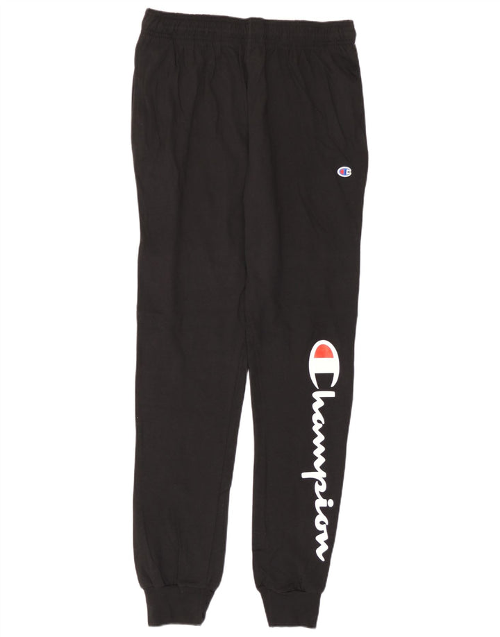 Pantaloni da tuta con grafica Champion da uomo, pantaloni da jogging, cotone medio nero
