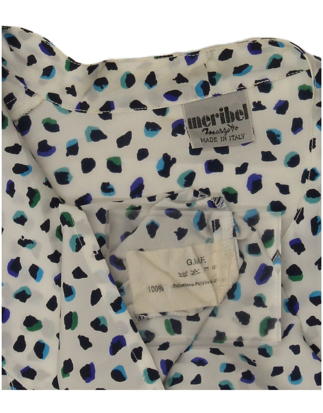 Camicetta da donna Marzotto Top UK 14 Grande poliestere maculato bianco