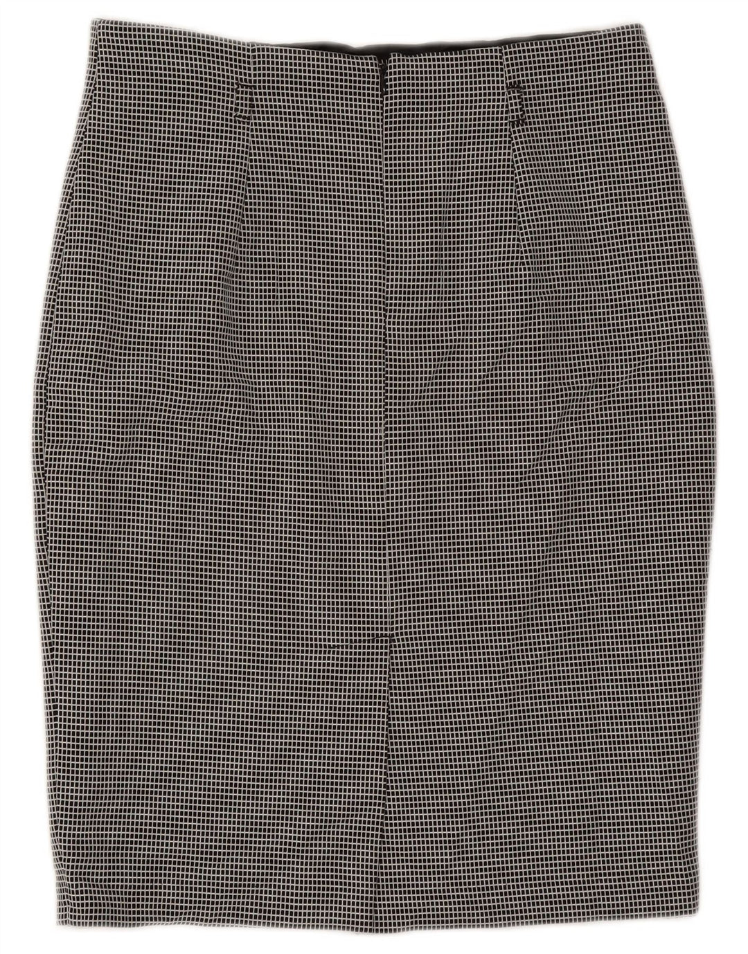 Gonna a tubino da donna Marks & Spencer UK 12 media W30 poliestere a quadri nero
