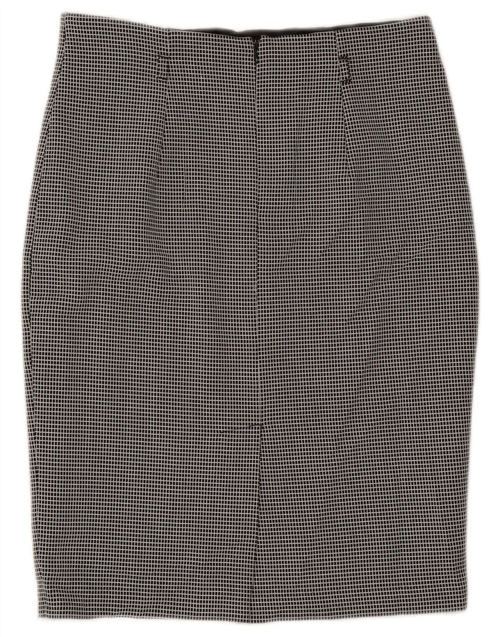 Gonna a tubino da donna Marks & Spencer UK 12 media W30 poliestere a quadri nero