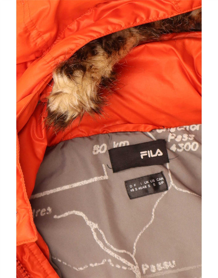 Giacca imbottita con cappuccio Fila da uomo UK 36 Small Arancione Poliestere