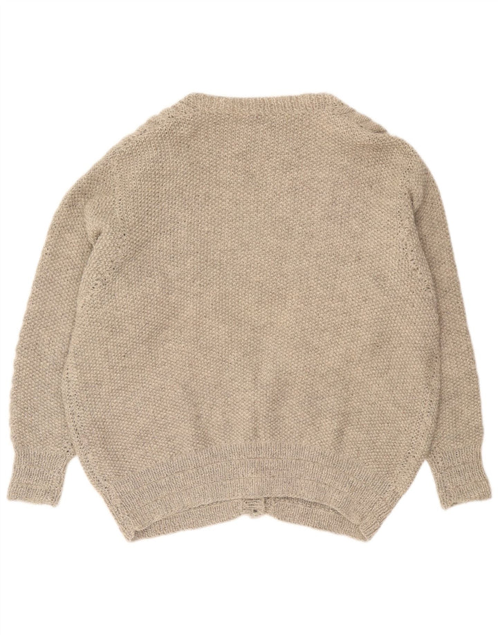 Maglione cardigan oversize da donna vintage UK 16 grande grigio