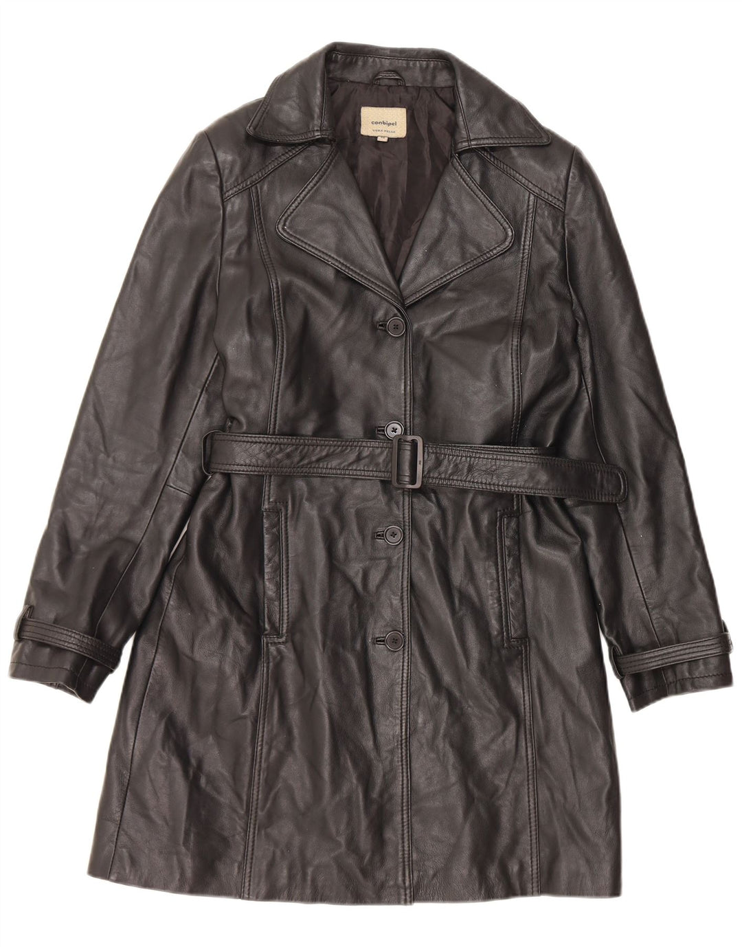 Cappotto In Pelle Donna Conbipel IT 46 Large Pelle Nera