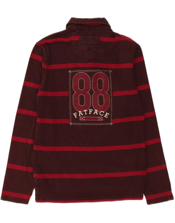 Polo da rugby a maniche lunghe con grafica da uomo Fat Face, piccola a righe bordeaux